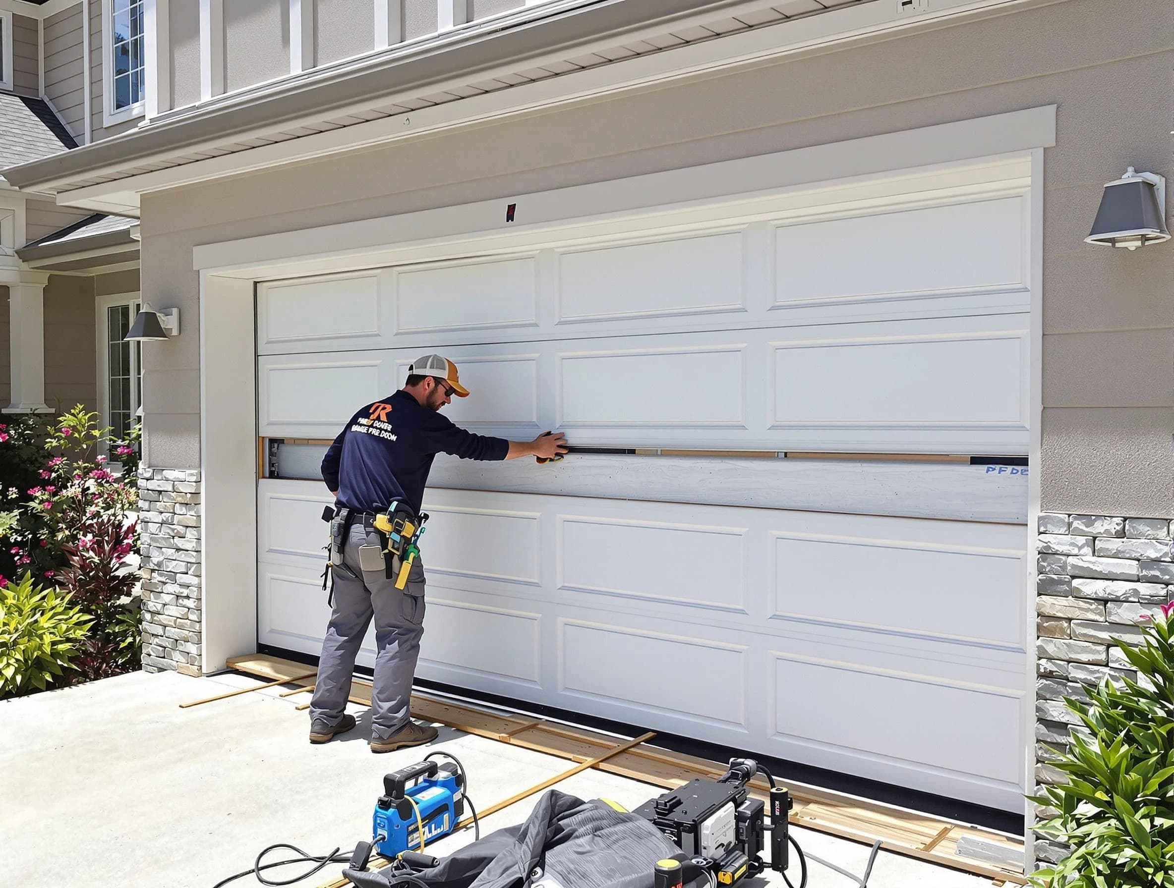 McLoud Garage Door Repair team performing complete garage door replacement at McLoud residence