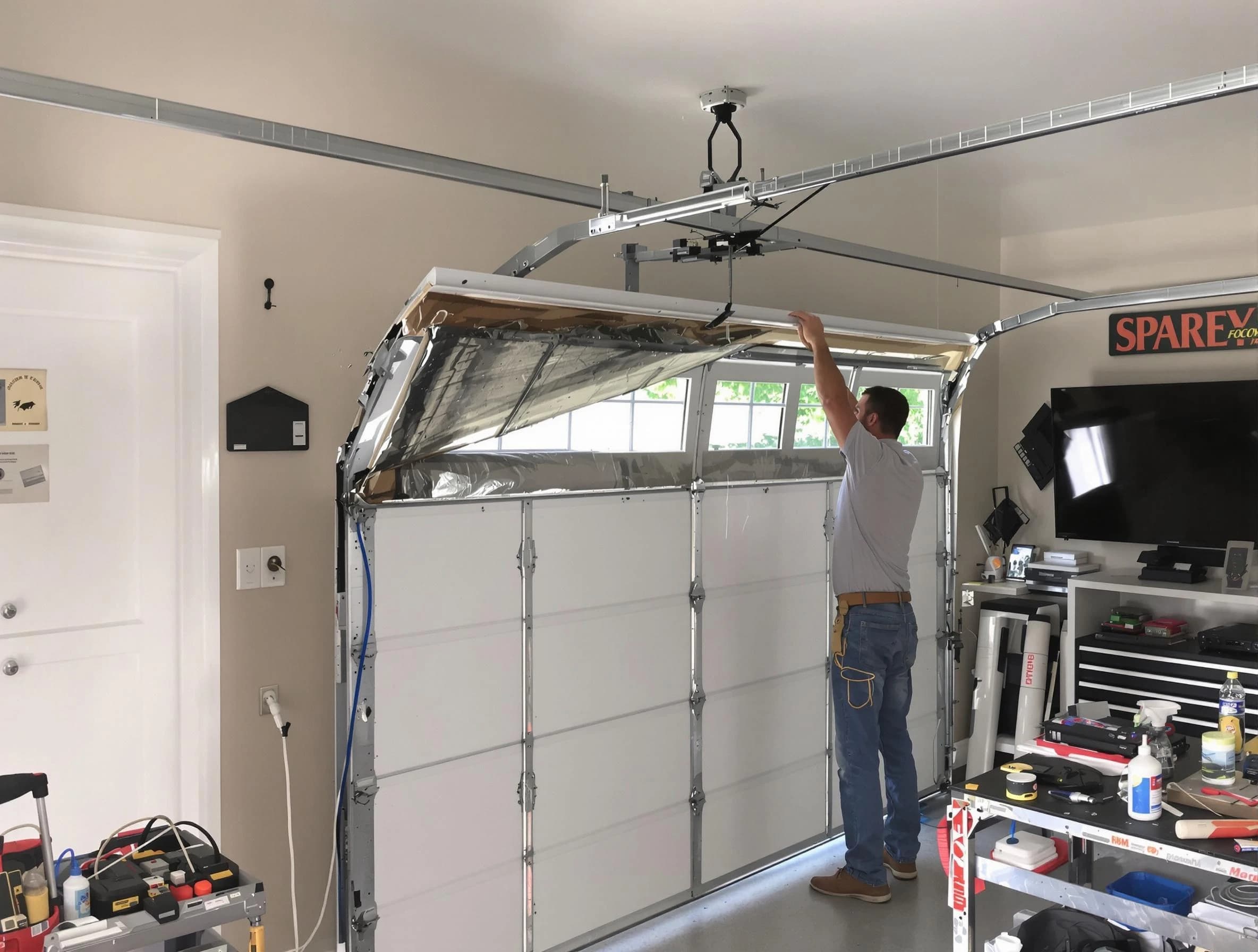 Garage door section replacement by McLoud Garage Door Repair in McLoud