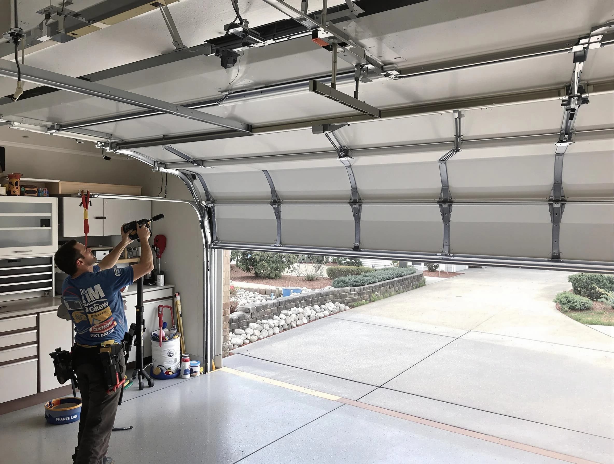 Garage door track repair service by McLoud Garage Door Repair in McLoud