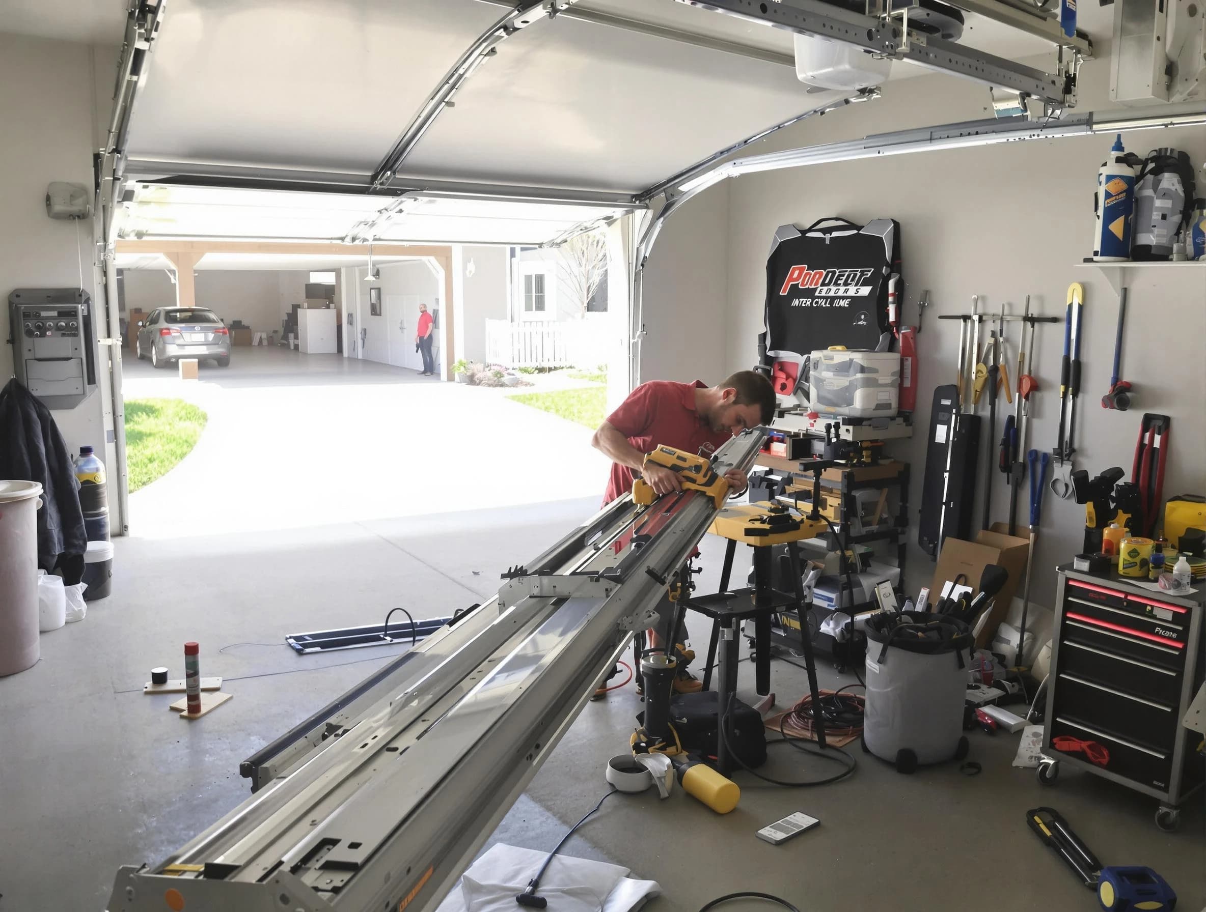 McLoud Garage Door Repair expert performing track repair in McLoud