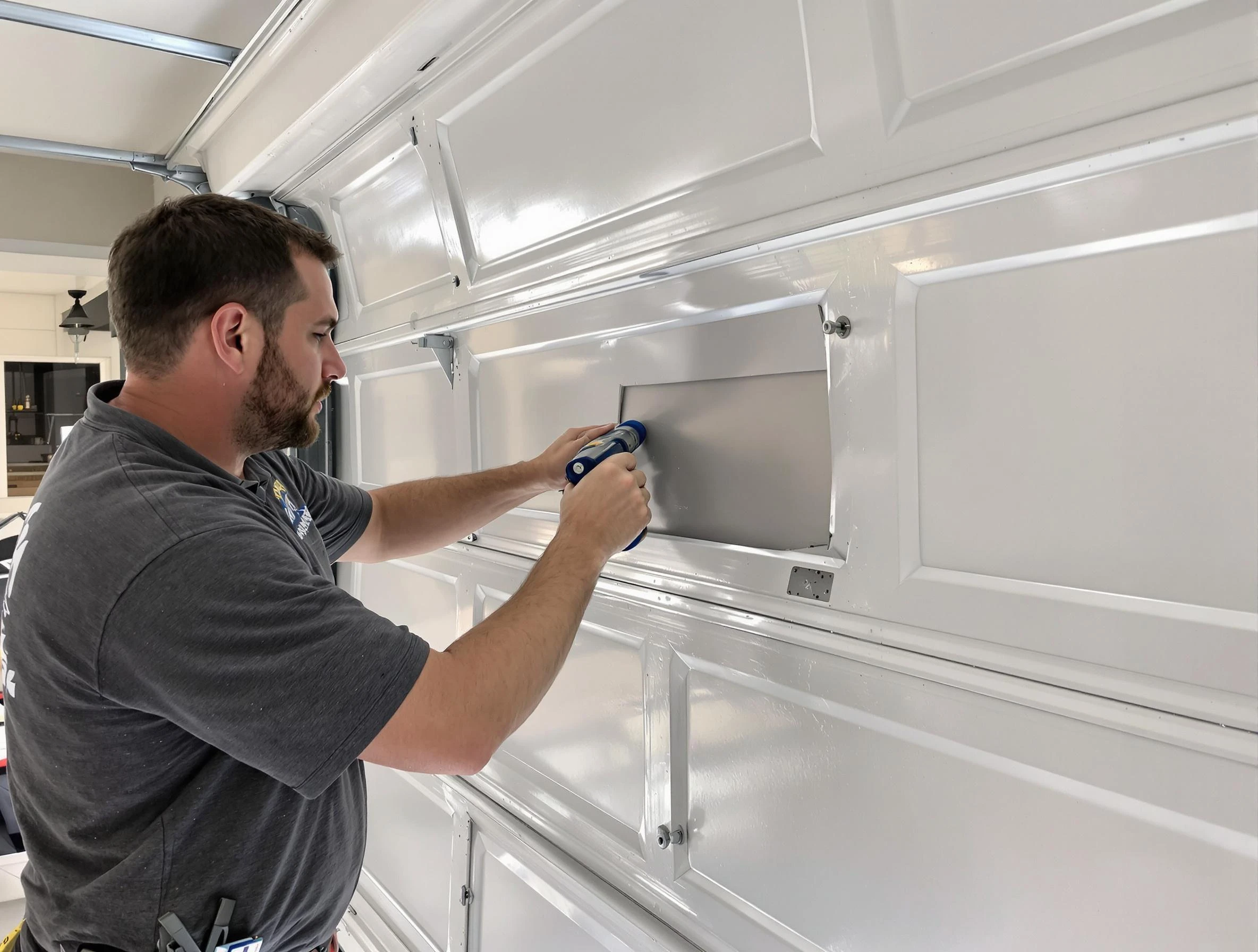 Garage door panel repair by McLoud Garage Door Repair in McLoud